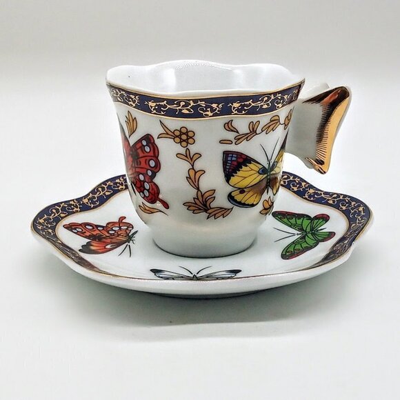 CC&T Butterfly Porcelain Cup & Saucer (3) - Picture 1 of 7